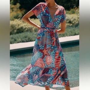 NWT FARM Rio Ocean Life Wrap Dress